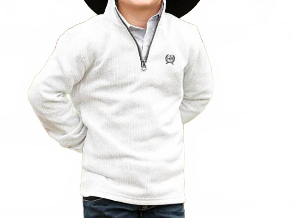 NEW CINCH boy's 1/4 zip knit pullover in light grey